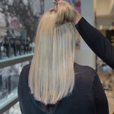 Beaded weft hair extensions with natural density by Tony Odisho